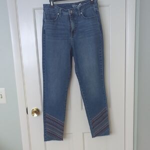 Style & Co Blue Ankle Cropped Jeans with Diagonal Stripes